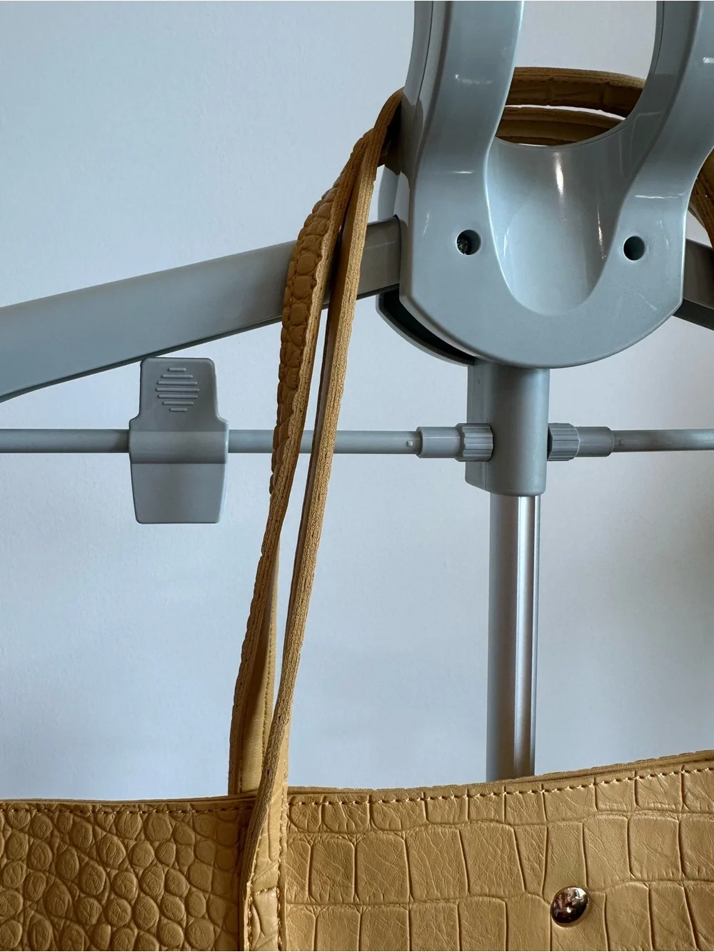 Croc-Embossed Mustard Tote Bag with Double Straps - Picture 3 of 9